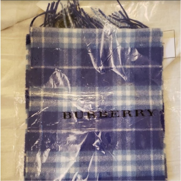 Burberry Bright Lapis Mini Classic Vintage Check Cashmere Scarf - Picture 2 of 4